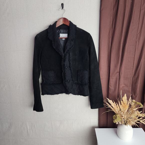 Wilsons Leather Maxima Women's Genuine Leather Jacket Size M Black 2% Wool Trim - Picture 1 of 12